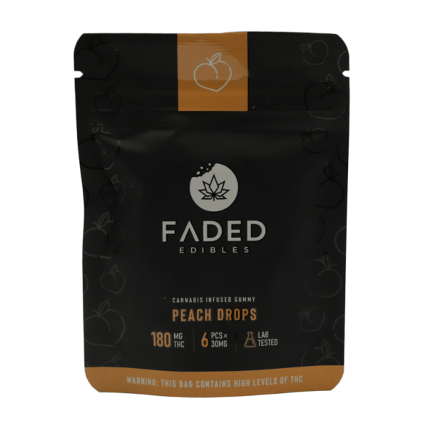 Faded Edibles – Peach Drops – 180mg | West Coast Cannabis Canada
