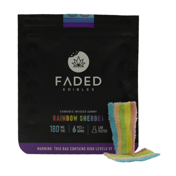 Faded Edibles – Rainbow Sherbet – 180mg | West Coast Cannabis Canada