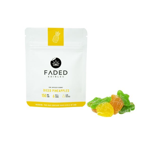 Faded Edibles – CBD 150mg Diced Pineapples | West Coast Cannabis Canada