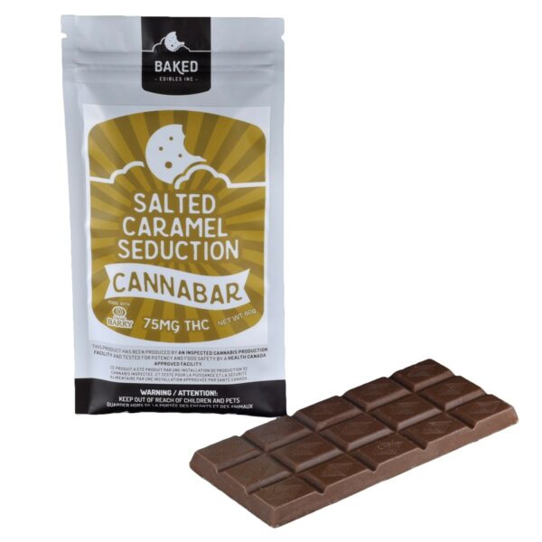 Baked Edibles – Chocolate Bar – Salted Caramel Seduction 75mg THC | West Coast Cannabis Canada