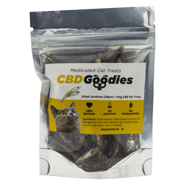 CBD Goodies – Medicated Cat Treats – Dried Sardines – 100mg CBD | West Coast Cannabis Canada