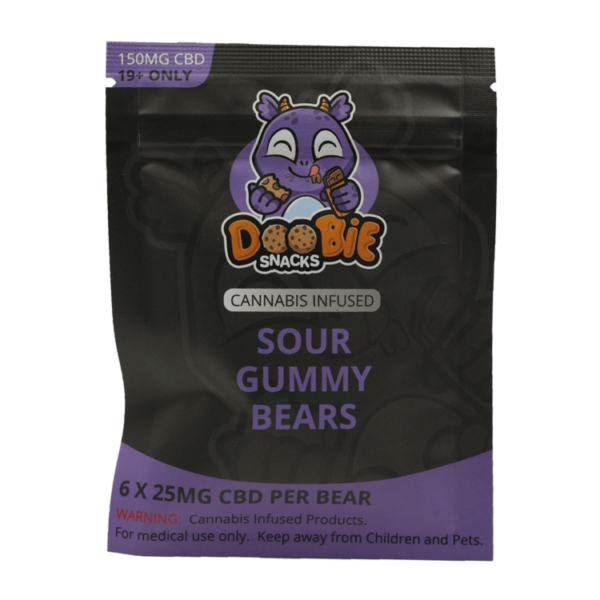 Doobie Snacks – CBD Sour Gummy Bears – 150mg CBD | West Coast Cannabis Canada