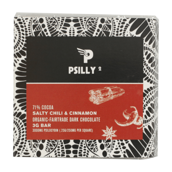 Psilly – Dark Chocolate Bar – Salty Chili & Cinnamon | West Coast Cannabis Canada