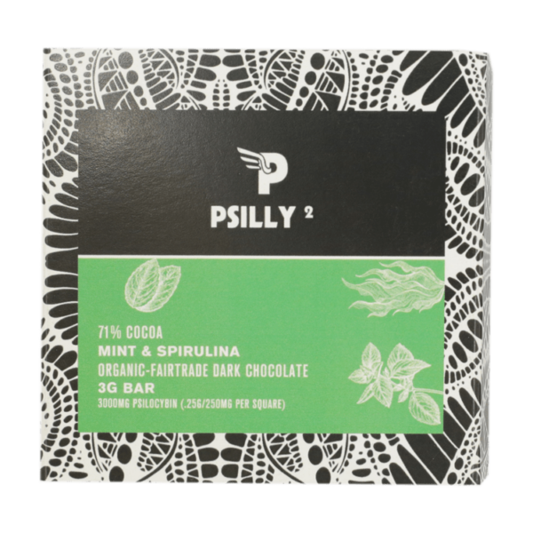Psilly – Dark Chocolate Bar – Mint & Spirulina | West Coast Cannabis Canada