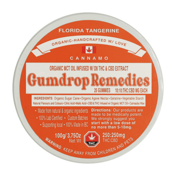 Gumdrop Remedies – Florida Tangerine 1:1 Gummies – 250mg THC/250mg CBD | West Coast Cannabis Canada