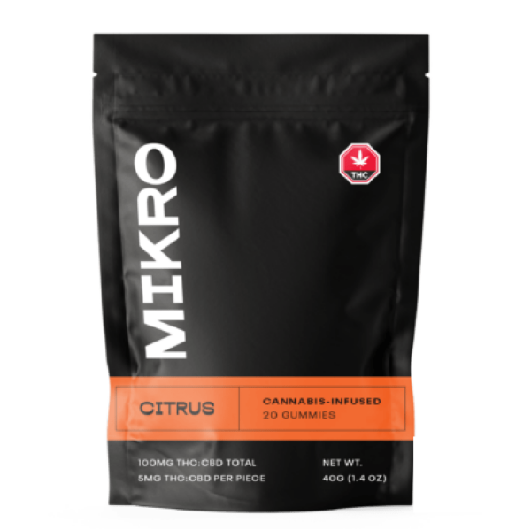 Mikro – 1:1 THC/CBD Gummies – 100mg – Citrus | West Coast Cannabis Canada