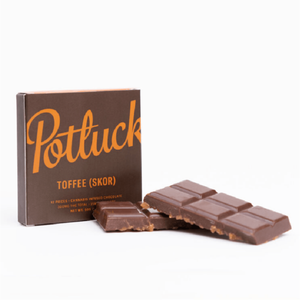 Potluck – Infused Chocolate – Toffee (Skor) – 300mg THC | West Coast Cannabis Canada