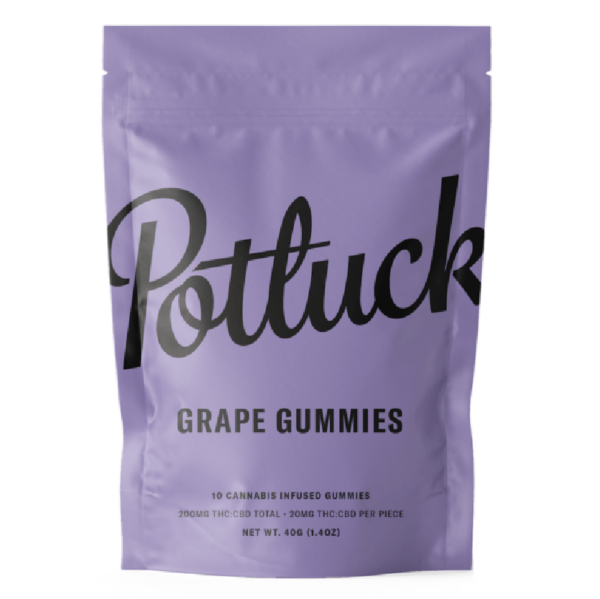 Potluck Extracts – Grape Gummies (1:1) – 100mg THC / 100mg CBD | West Coast Cannabis Canada