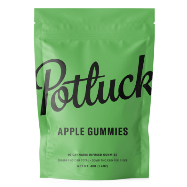 Potluck Extracts – Apple Gummies (1:1) – 100mg THC / 100mg CBD | West Coast Cannabis Canada