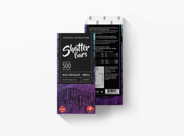 Euphoria Extractions – 500mg Shatter Bars – Milk Chocolate (Indica) | West Coast Cannabis Canada